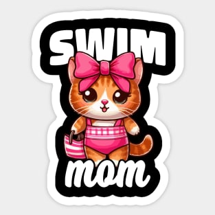 Swim Cat Mom Sticker